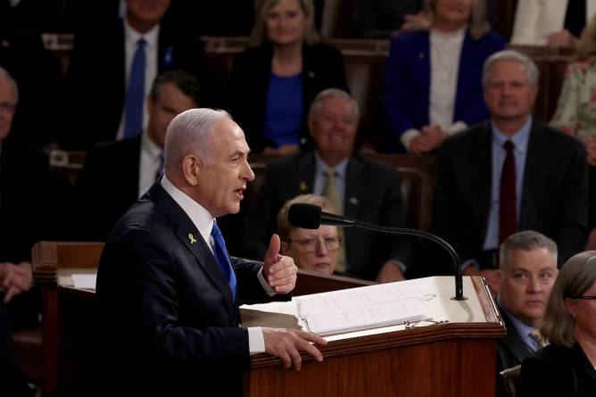 Israeli Prime Minister Benjamin Netanyahu addresses the US Congress