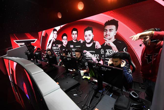 Team FaZe Clan during a break in between games against team OpTic Gaming during Call of Duty World League at Anaheim Convention Center on June 16, 2019 in Anaheim, California.