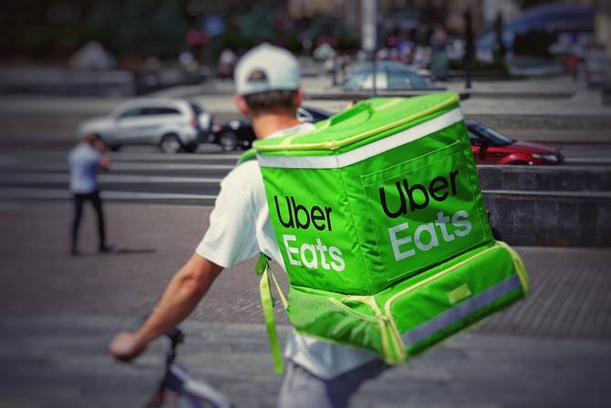 A delivery worker for Uber Eats