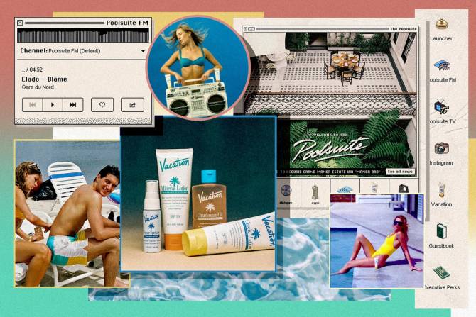 imagery from Poolsuite and Vacation's websites