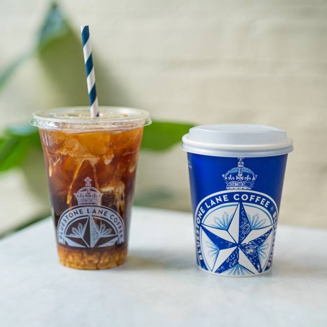 Bluestone Lane coffee cups