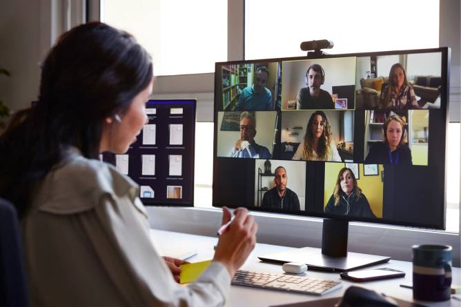 Woman on zoom call