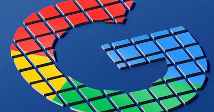 A 2D illustration of the Google logo cut up into squares