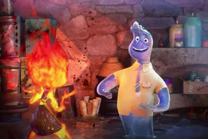 Pixar elements water and fire in new film "Elemental"
