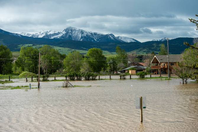 Flooding is seen on June 14, 2022 in Livingston, Montana