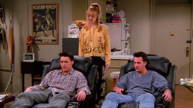 Friends characters sitting on the couch