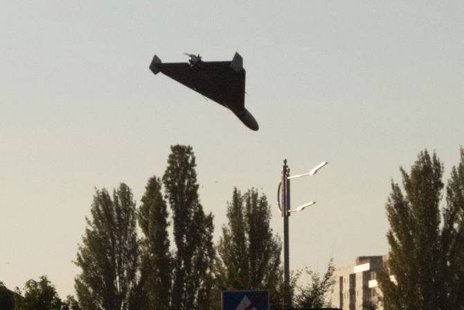 A kamikaze drone about to strike a Ukrainian target