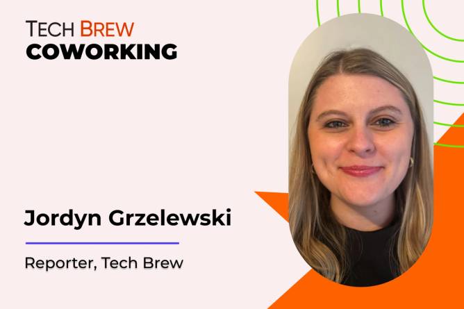 Graphic featuring a headshot of Tech Brew's Jordyn Grzelewski