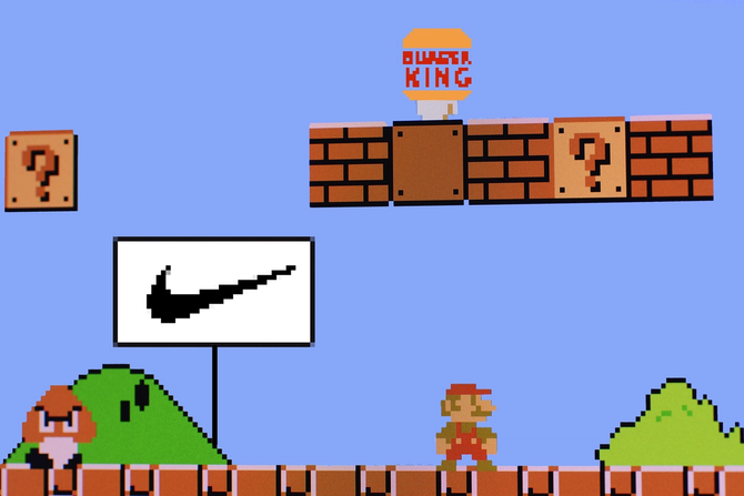 an image of Nike and Burger King logos in a Mario video game