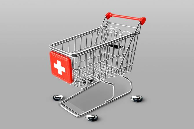 Hospital-style shopping cart