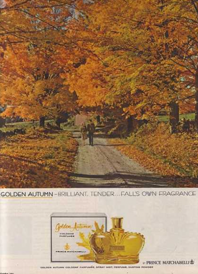 a vintage ad for a fall-themed perfume