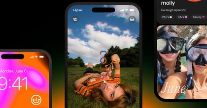 Three smartphones displaying the Lapse app