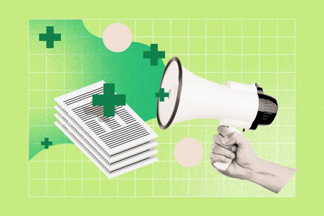 Megaphone with green HR cross symbols