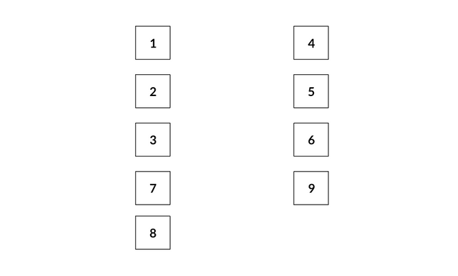 Image of the quiz with numbers and squares