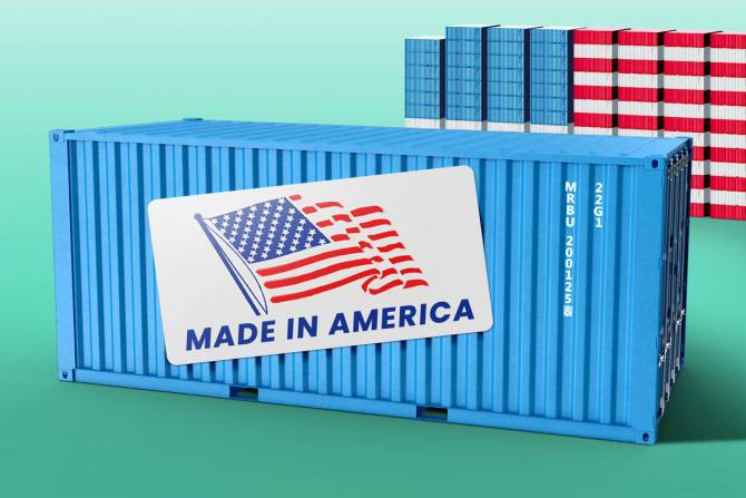Made in America tag on a container