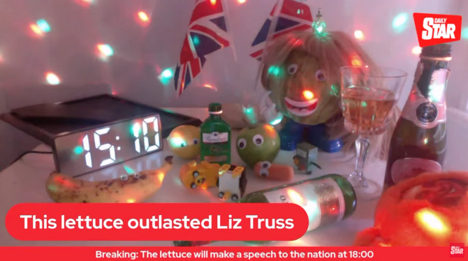 A screenshot of the lettuce outlasting Liz Truss