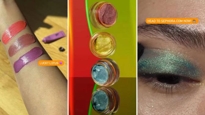 images of brightly colored makeup from Kulfi Beauty's Instagram