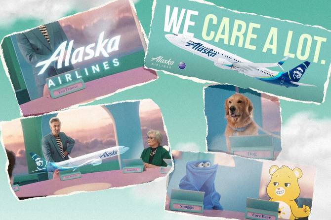 a collage of images from Alaska Airlines "Care Coalition" campaign