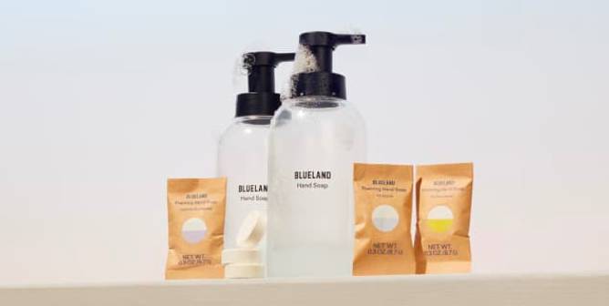 Blueland handsoap bottles and tablets.