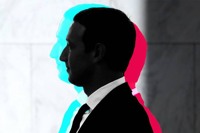 Mark Zuckerberg with TikTok colors as shadow