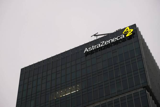 An officed building with the AstraZeneca logo
