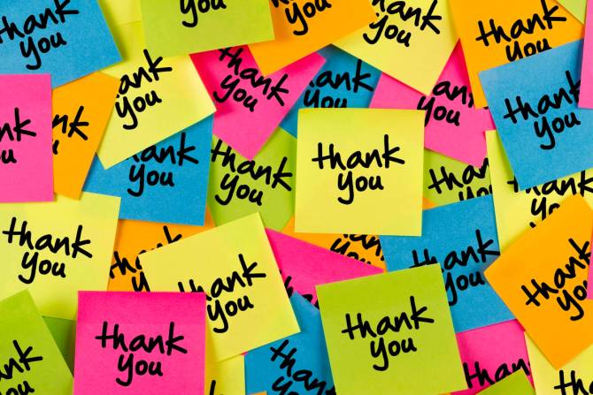post it notes that say thank you