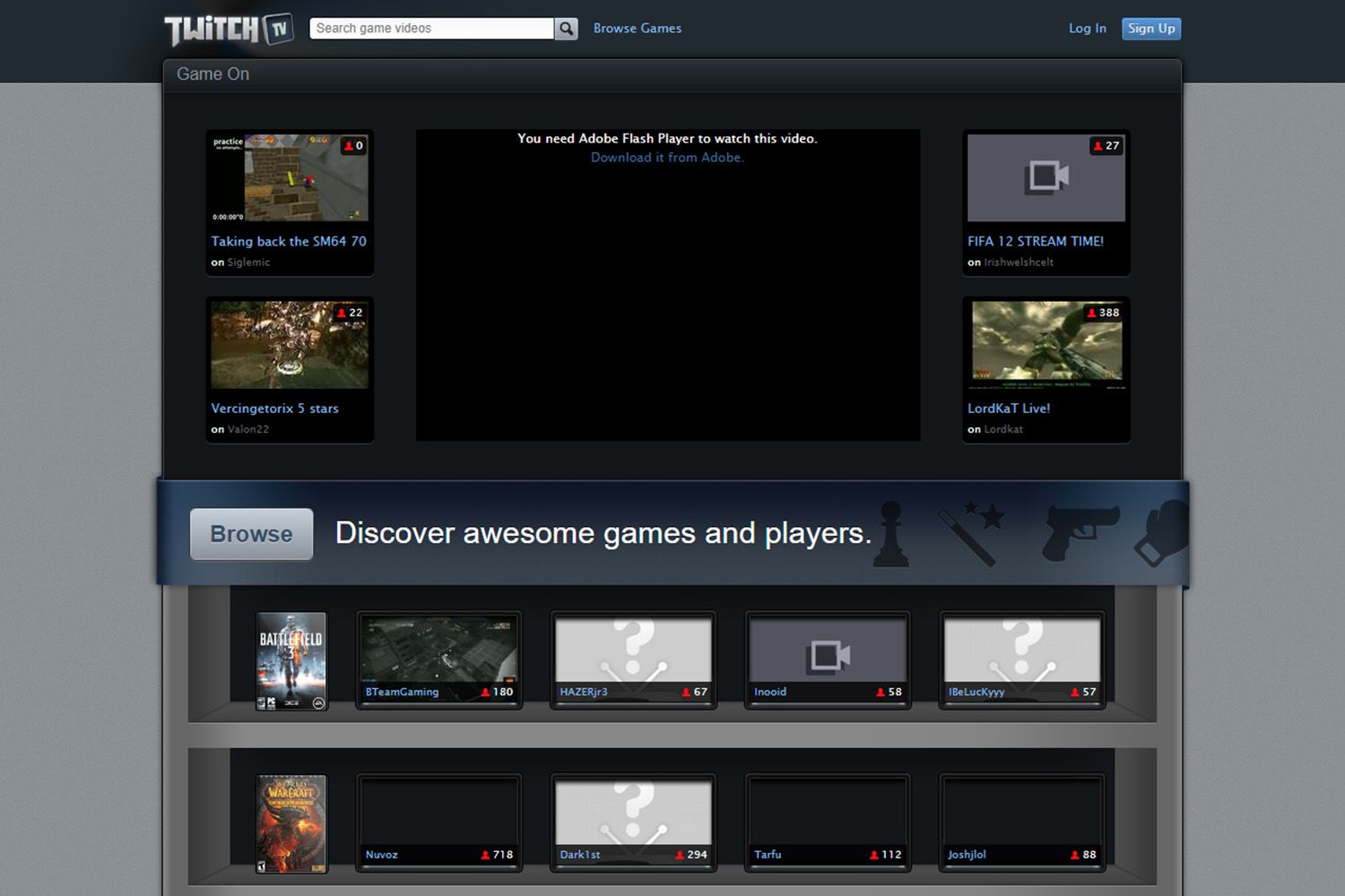 Layered browser windows, graphic user interface, gameing thumbnails.