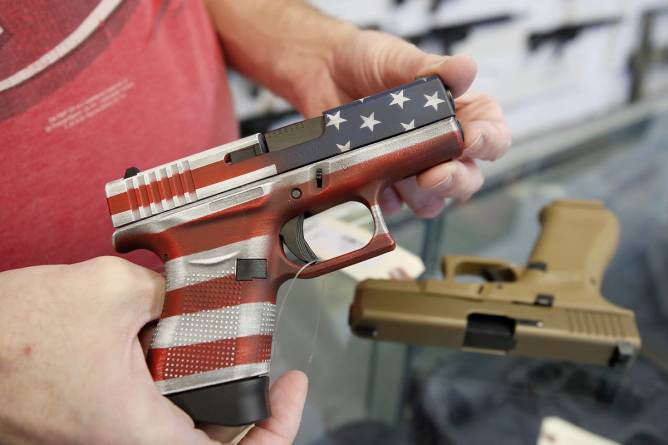 A gun with an American flag pattern