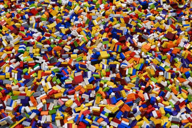 Image of a pile of Legos. 