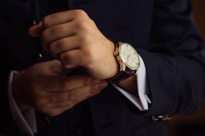 closeup of watch on man's wrist