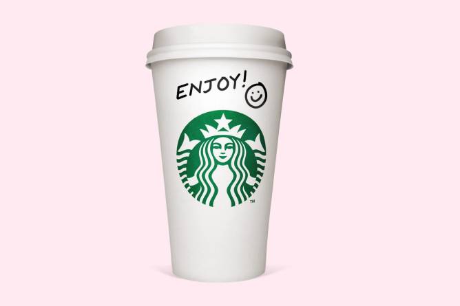 Starbucks cup w/ handwritten "Enjoy!"