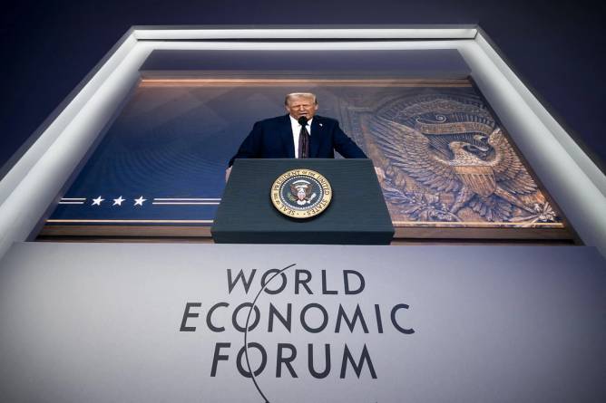 Donald Trump speaking virtually to the World Economic Forum in Davos