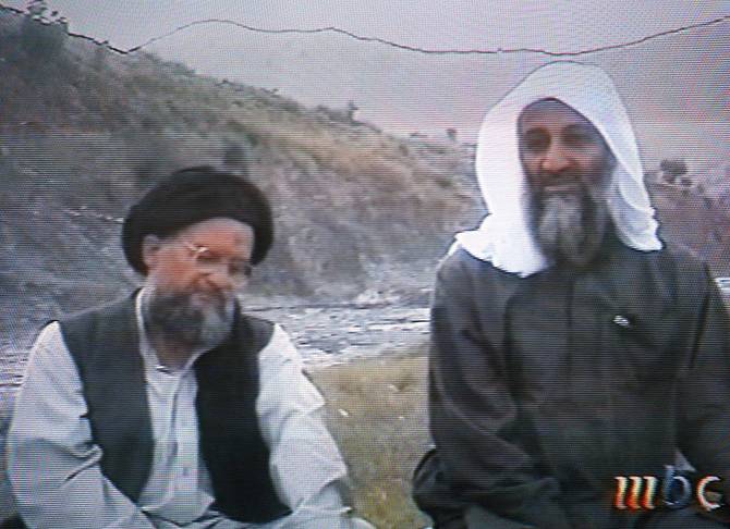 This frame grab from the Saudi-owned television network MBC (Middle East Broadcasting Center) shows alleged terror mastermind Osama bin Laden sitting next to his Egyptian lieutenant Ayman al-Zawahri