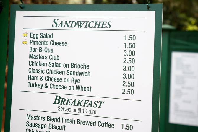 Food prices at Augusta National