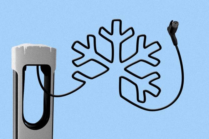 EV charger cord in the shape of a snowflake