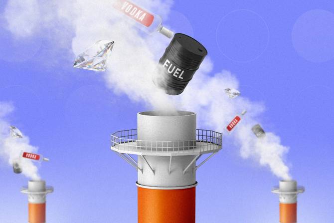 products floating out of smoke stacks