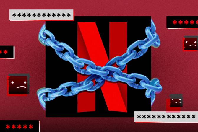 A Netflix logo in chains