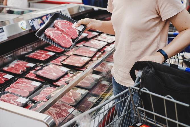 Meat section of the grocery store