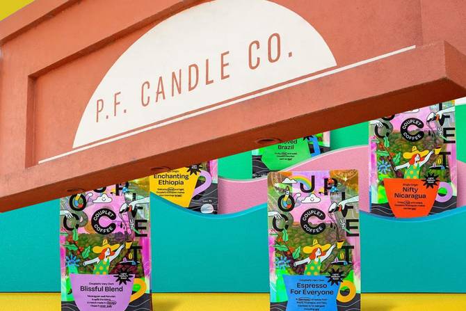 imagery from P.F. Candle Co. and Couplet Coffee