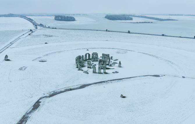 Snow-covered Stonehenge