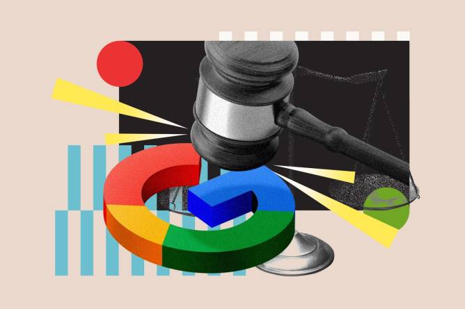 Google logo with a gavel hovering above