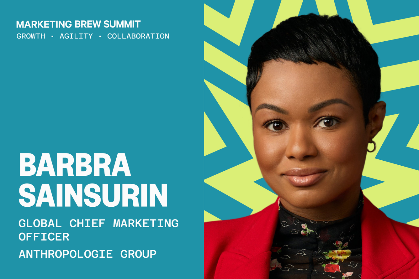 Barbra Sainsurin, Global CMO of Anthropologie Group, in a promotional image for the Marketing Brew Summit in September 2025