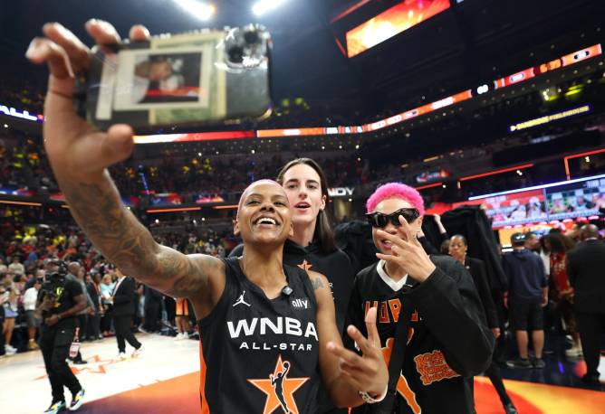 Caitlin Clark, Courtney Williams, and Natisha Hiedeman at WNBA All-Star Weekend 2025