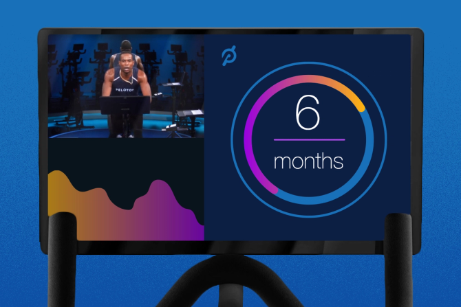 Peloton screen with 6 month timer.
