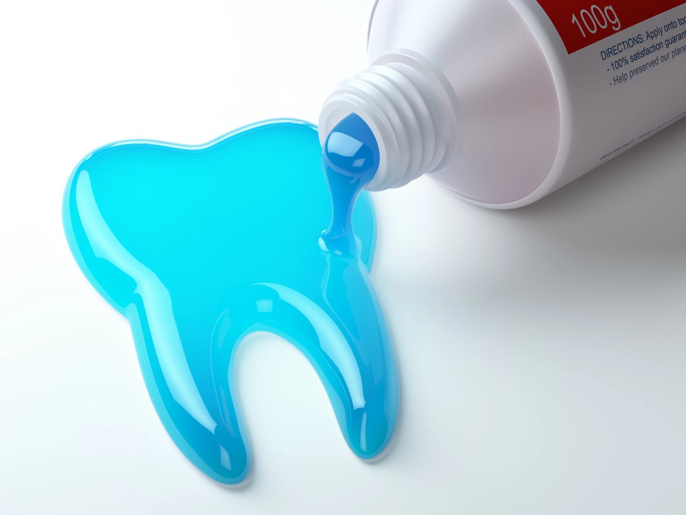 Toothpaste in the shape of tooth coming out from toothpaste tube. Brushing teeth dental concept. 3d illustration