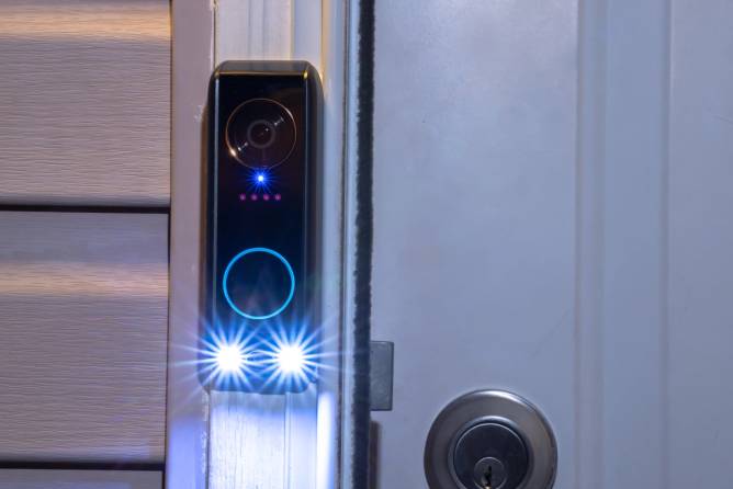 Smart doorbell at night