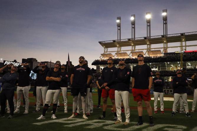 The Cleveland Guardians during the solar eclipse