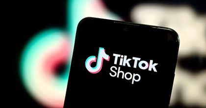 A smartphone displaying the TikTok Shop logo