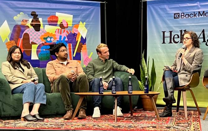 Speaking at a recent right-to-repair panel as part of Climate Week in New York were, from left, Nicole Azores, manager of government and public affairs at Google; Julian Chokkattu, senior reviews editor at Wired; Thibaud Hug de Larauze, CEO, Back Market; and Corinne Iozzio, editor-in-chief, one5c. 