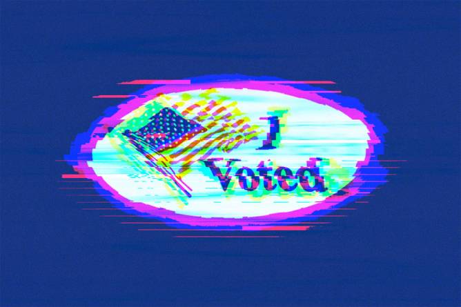 Graphic of a glitched out election sticker